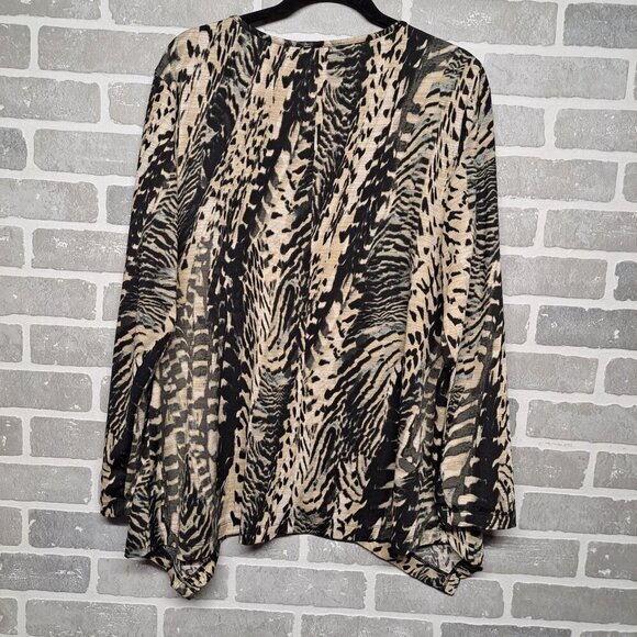Notations Vintage Animal Print Womens Long Sleeve Plus Size Top Size 1X Safari - Picture 7 of 10